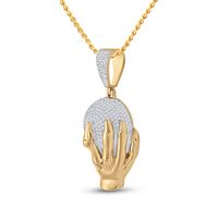 10kt Yellow Gold Mens Round Diamond Hand World Cluster Charm Pendant 3/4 Cttw