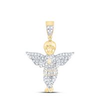 10kt Yellow Gold Mens Round Diamond Guardian Angel Charm Pendant 1/2 Cttw