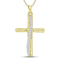 10kt Yellow Gold Womens Round Diamond Cross Faith Pendant 1/6 Cttw