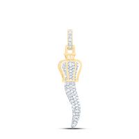 10kt Yellow Gold Mens Round Diamond Italian Horn Charm Pendant 1/2 Cttw
