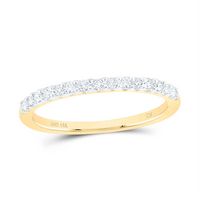 14k Yellow Gold Round Diamond Womens Slender Stackable Size 9 Wedding Band 1/6 Cttw