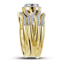 10kt White Gold Womens Round Diamond Solitaire Square Wedding Engagement Ring Band Set 1/3 Cttw