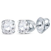 14kt White Gold Unisex Round Diamond Solitaire Stud Earrings 1/2 Cttw