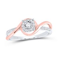 10kt Two-tone Gold Womens Round Diamond Solitaire Promise Bridal Ring 1/8 Cttw