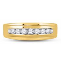 10kt Yellow Gold Mens Round Diamond Wedding Channel Set Band Ring 1/2 Cttw