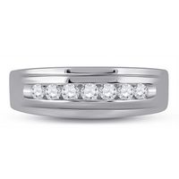 10kt White Gold Mens Round Diamond Wedding Band Ring 1/2 Cttw