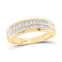 10kt Yellow Gold His &amp; Hers Round Diamond Cluster Matching Bridal Wedding Ring Band Set 1-1/5 Cttw