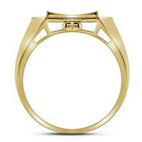 10kt Yellow Gold Mens Round Diamond Curved Octagon Cluster Ring 1/3 Cttw