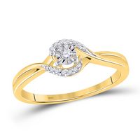 10kt Yellow Gold Womens Round Diamond Solitaire Promise Bridal Ring 1/10 Cttw