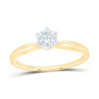 14kt Yellow Gold Womens Round Diamond Solitaire Bridal Wedding Engagement Ring 1/2 Cttw