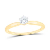 14kt Yellow Gold Womens Round Diamond Solitaire Bridal Wedding Engagement Ring 1/4 Cttw