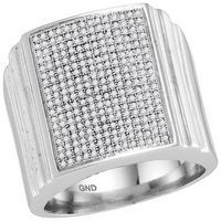 10kt White Gold Womens Round Diamond Square Cluster Ring 3/4 Cttw