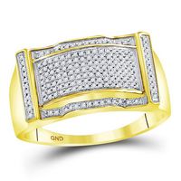 10kt Yellow Gold Mens Round Diamond Cluster Ring 1/3 Cttw