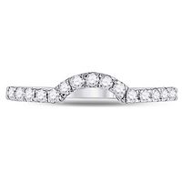14kt White Gold Womens Round Diamond Curved Wedding Band Ring 1/4 Cttw