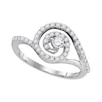10kt White Gold Womens Round Diamond Solitaire Swirl Bridal Wedding Engagement Ring 1/2 Cttw