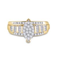 10kt Yellow Gold Womens Round Diamond Oval Cluster Bridal Wedding Engagement Ring 1/2 Cttw
