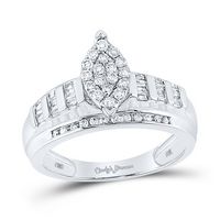 10kt White Gold Womens Round Diamond Oval Cluster Bridal Wedding Engagement Ring 1/2 Cttw
