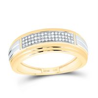 10kt Two-tone Gold Mens Round Diamond Band Ring 1/6 Cttw