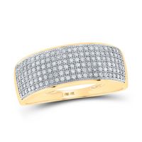 10kt Yellow Gold Mens Round Diamond Band Ring 1/2 Cttw