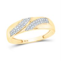 10kt Yellow Gold His &amp; Hers Round Diamond Cluster Matching Bridal Wedding Ring Band Set 1/2 Cttw