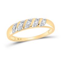 10kt Yellow Gold His Hers Round Diamond Solitaire Matching Bridal Wedding Ring Band Set 1/20 Cttw