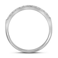 14kt White Gold Womens Round Pave-set Diamond Single Row Wedding Band 1/4 Cttw