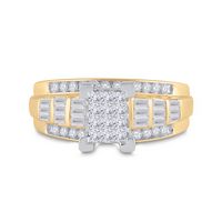 14kt Yellow Gold Womens Princess Diamond Cindys Dream Cluster  Wedding Engagement Ring 7/8 Cttw