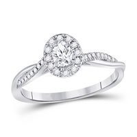 14kt White Gold Womens Oval Diamond Solitaire Bridal Wedding Engagement Ring 1/3 Cttw (Certified)