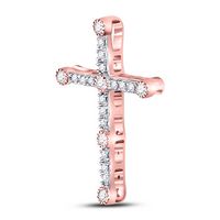 10kt Two-tone Gold Womens Round Diamond Cross Faith Pendant 1/4 Cttw