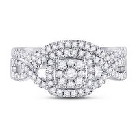 10kt White Gold Womens Round Diamond Bridal Wedding Engagement Ring Band Set 5/8 Cttw