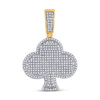 10kt Yellow Gold Mens Round Diamond Clover Charm Pendant 3/4 Cttw