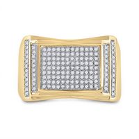 10kt Yellow Gold Mens Round Diamond Fashion Cluster Ring 1/2 Cttw