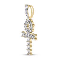 10kt Yellow Gold Mens Round Diamond Ankh Cross Charm Pendant 1.00 Cttw