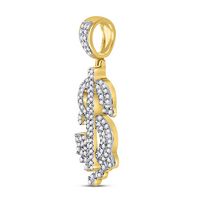 10kt Yellow Gold Mens Round Diamond Dollar-Sign Charm Pendant 3/8 Cttw