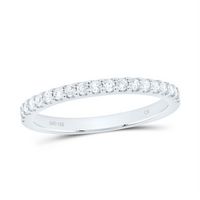 14kt White Gold Womens Round Diamond Wedding Single Row Band 1/4 Cttw
