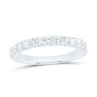 14kt White Gold Womens Round Diamond Wedding Single Row Band 1/2 Cttw