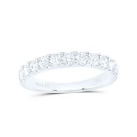 14kt White Gold Womens Round Diamond Wedding Single Row Band 3/4 Cttw