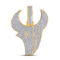 10kt Yellow Gold Mens Round Diamond Bull Charm Pendant 7/8 Cttw