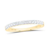 14kt Yellow Gold Womens Round Diamond Wedding Single Row Band 1/3 Cttw