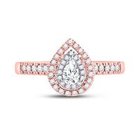 14kt Two-tone Gold Womens Pear Diamond Solitaire  Wedding Engagement Ring 1/2 Cttw (Certified)