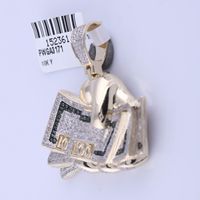 10kt Yellow Gold Mens Round Green Color Enhanced Diamond Money Charm Pendant 3/4 Cttw