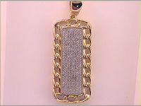 10kt Yellow Gold Mens Round Diamond Rectangular Dog Tag Charm Pendant 1/2 Cttw