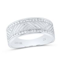 10kt White Gold Mens Round Diamond Wedding Machine Set Band Ring 1/2 Cttw