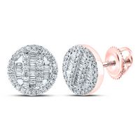 10kt Rose Gold Mens Baguette Diamond Fashion Earrings 1/3 Cttw