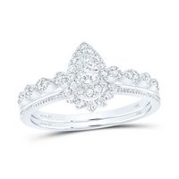 3/8CTW-DIA ANA M 1/5CT-CPEAR BRIDAL SET