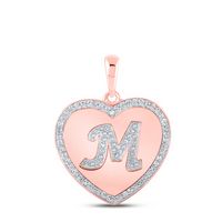 1/4CTW-DIA CN INITIAL &quot;M&quot; HEART PENDANT