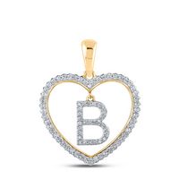1/4CTW-DIA CN INITIAL &quot;B&quot; HEART PENDANT