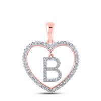 1/4CTW-DIA CN INITIAL &quot;B&quot; HEART PENDANT