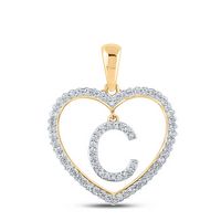 1/4CTW-DIA CN INITIAL &quot;C&quot; HEART PENDANT