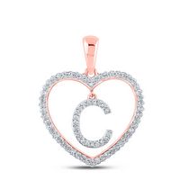 1/4CTW-DIA CN INITIAL &quot;C&quot; HEART PENDANT